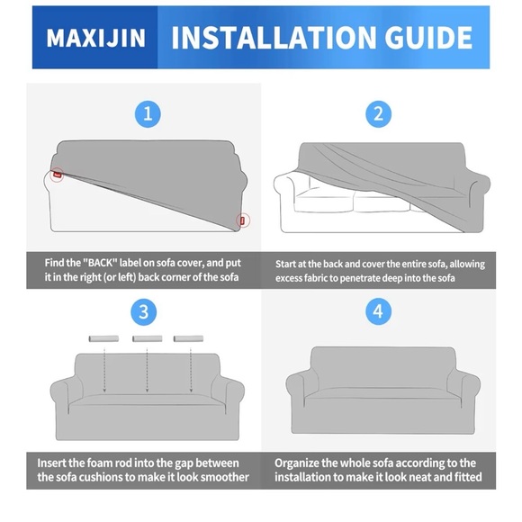 MAXIJIN Super Stretch Couch Cover for 3 Cushion Couch Black - Picture 11 of 11